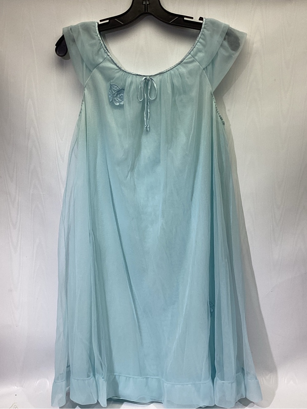 Artemis Gossard VINTAGE Aqua Blue Sheer Chiffon BABYDOLL Nightgown Nightie Small